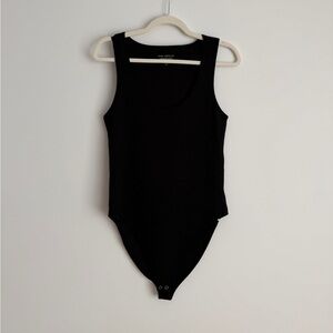 Black Ribbed Tank One-Piece Bodysuit for Kids